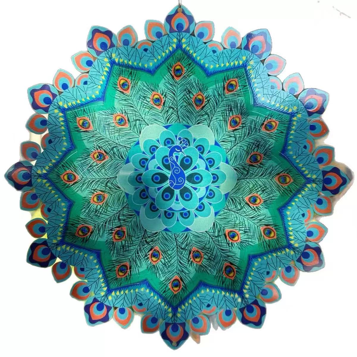 🔥🌿 Mandala Rotating Peacock Wind Chime