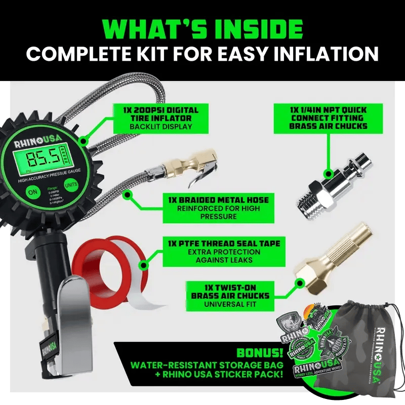 ✨ Digital Tire Pressure Gauge with Inflator 🚗 3-in-1 Precision for Your Garage⏰