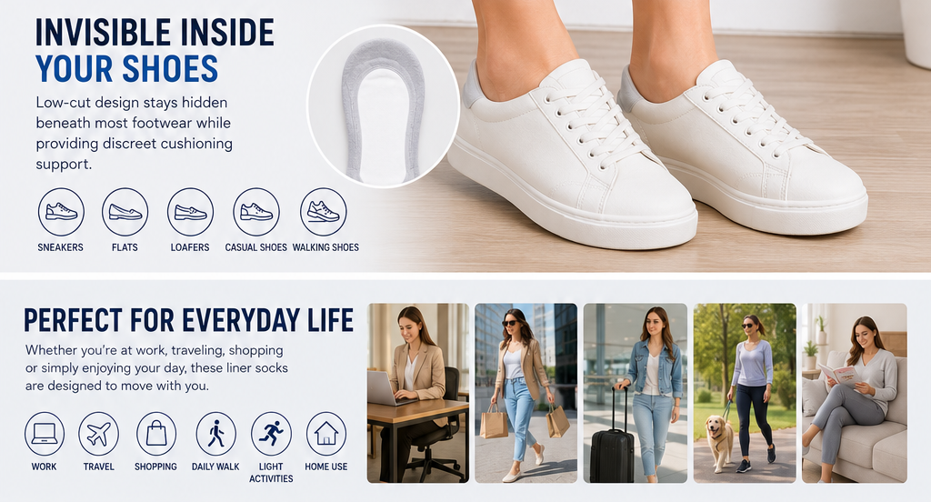 ✨Stop Foot Pain & Slipping – Invisible Anti-Slip Cushion Socks