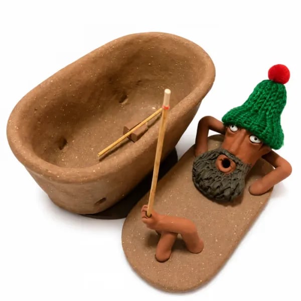 ✨ Lazy Bath Man Incense Burner 🛁🧘
