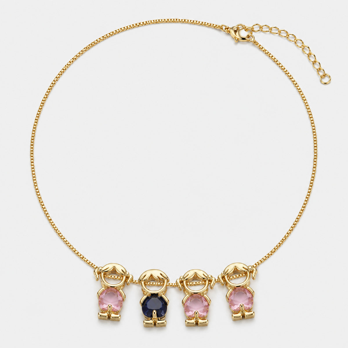 🔥Brass Custom Heart Birthstone Necklace With 1-6 Family Charms