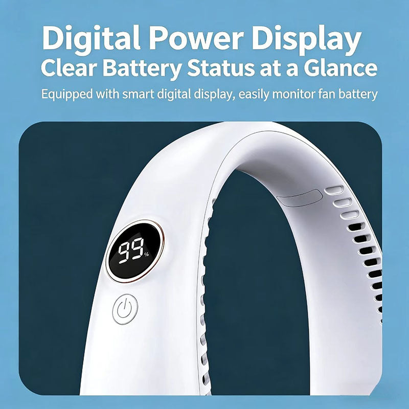 🎖️New Mini Neck Mounted Fan Portable Bladeless Neck USB Rechargeable Air Cooler