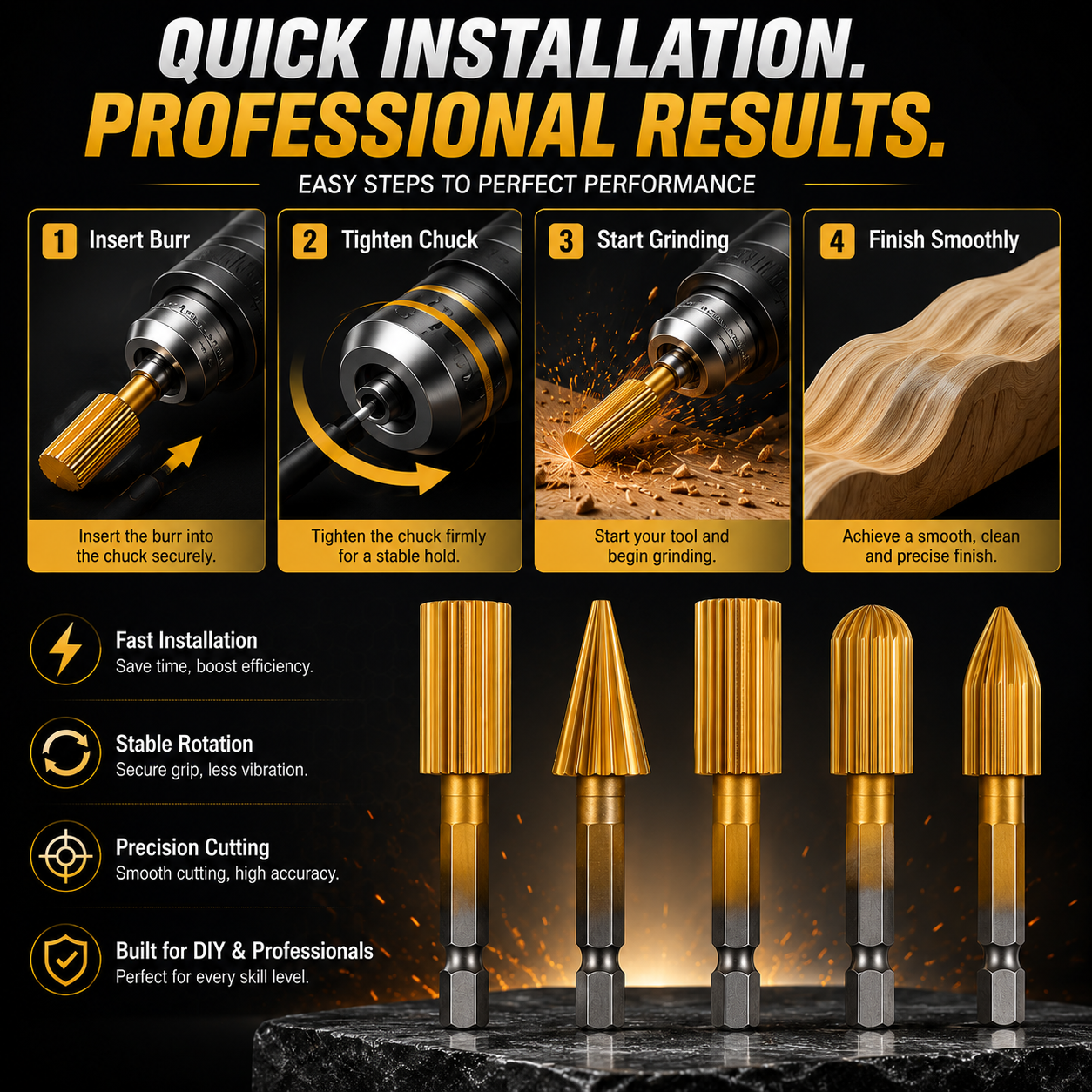 🔥5PCS Hex Shank Metal Grinding Drill Bits