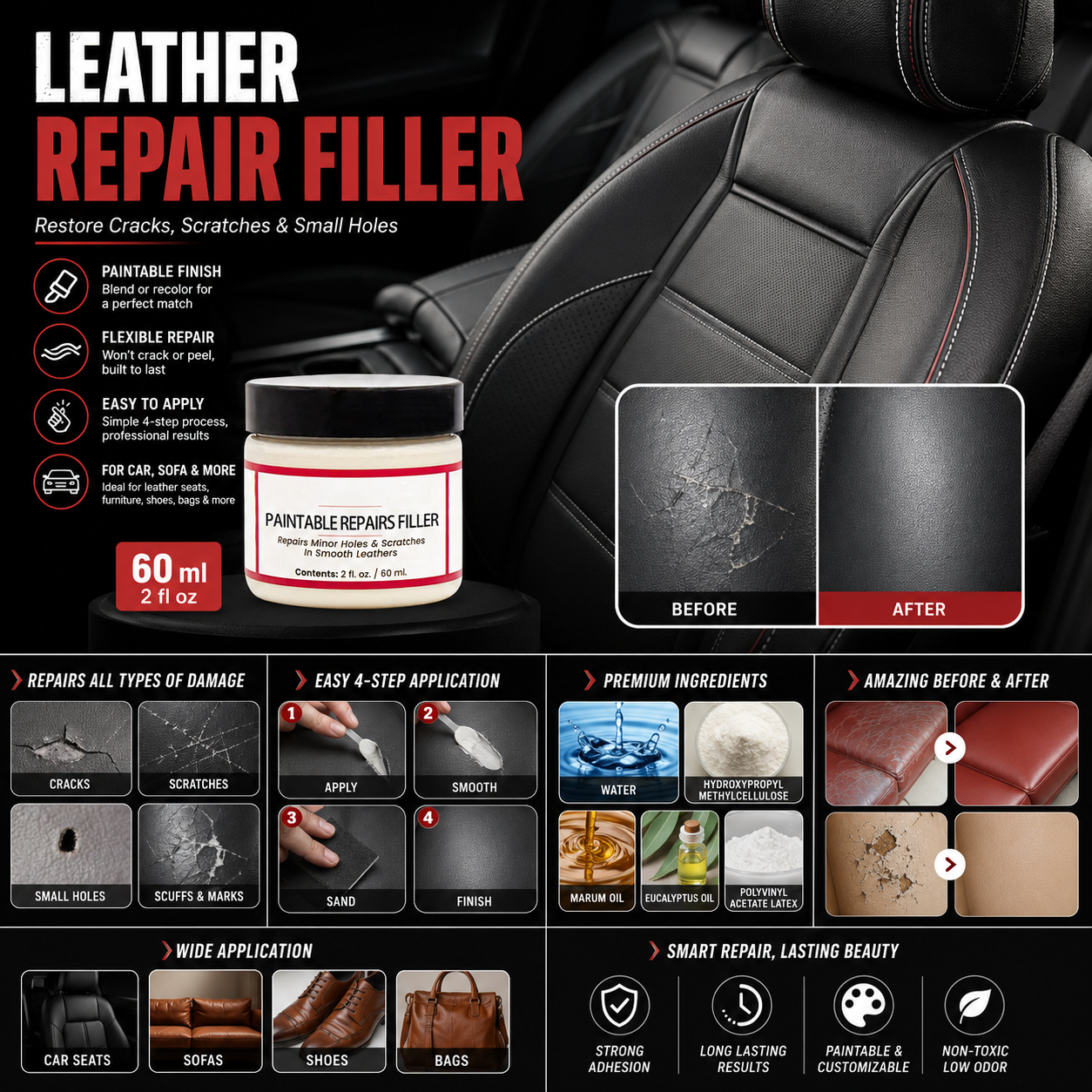 ✨Paintable Leather Repair Filler