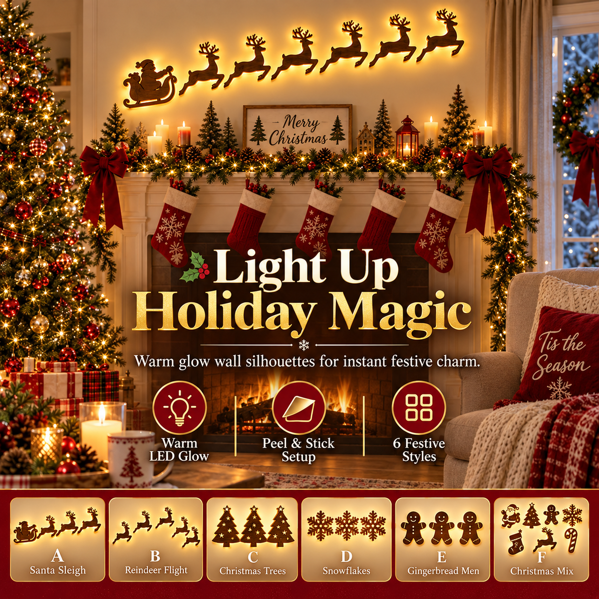 ✨Christmas Early Sales🎅Christmas Glow Wall Silhouette Lights