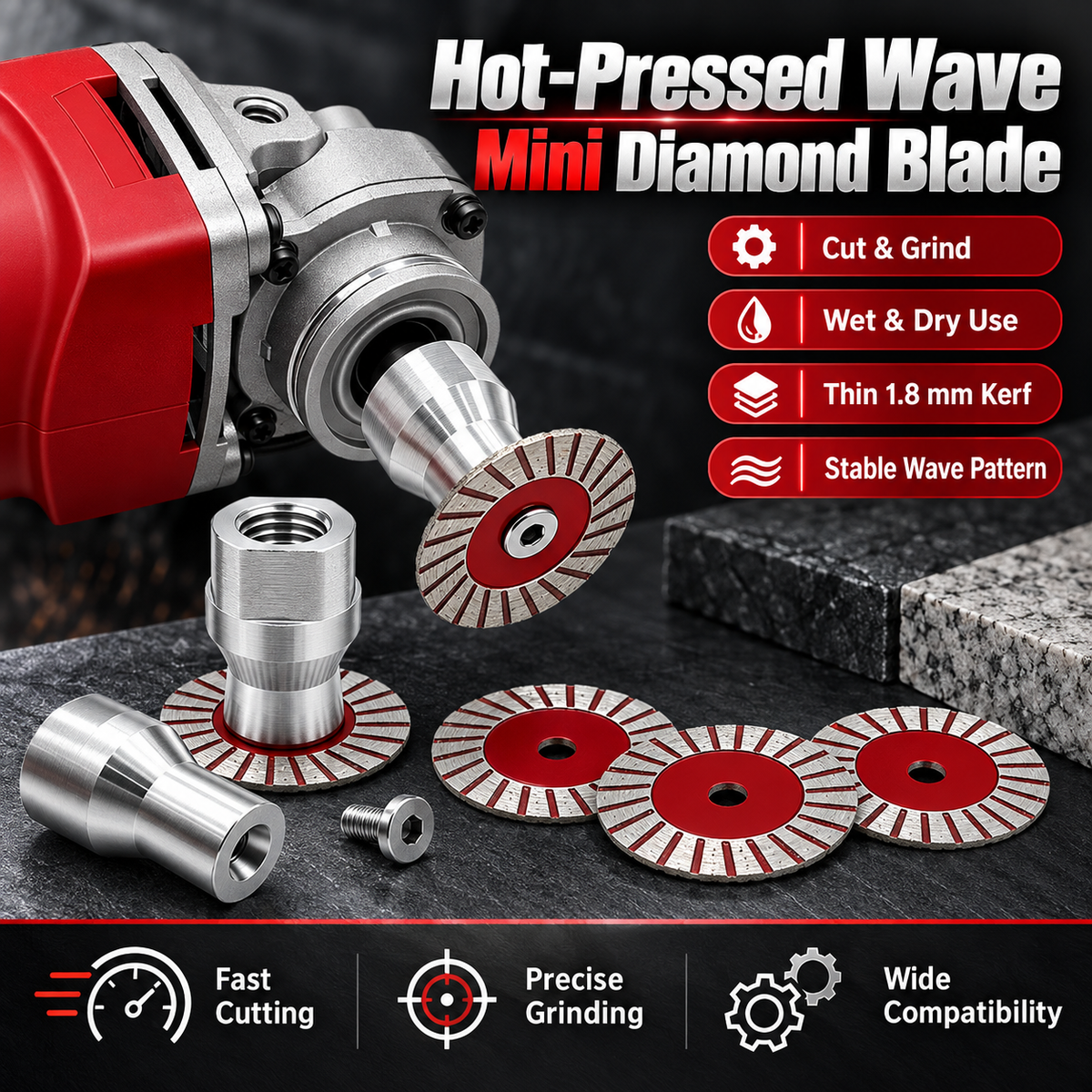✨40mm Corrugated Diamond Saw Blade & Angle Grinder Arbor (Imperial/US Thread)