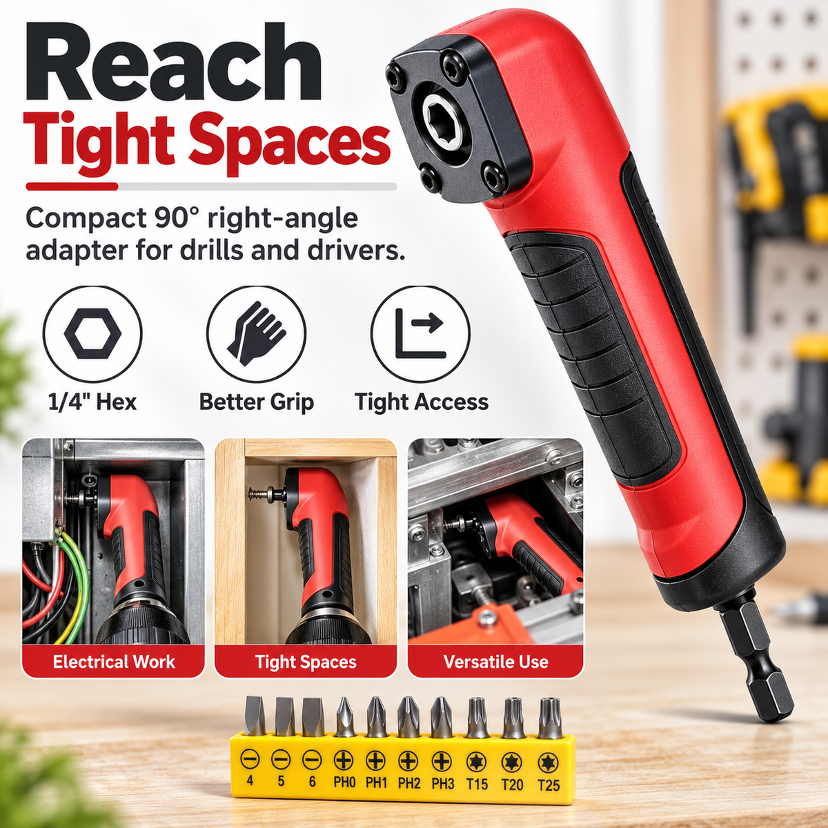 ✨Right Angle Drill Adapter, 90 Degree Corner Device Attachment🛠️