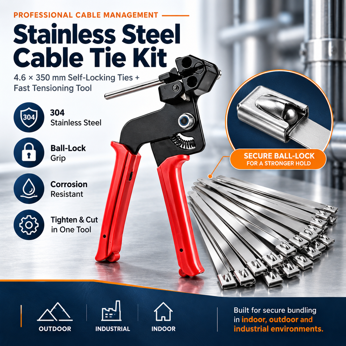 ✨304 Stainless Steel Cable Tie Kit + Tensioning Tool🛠️