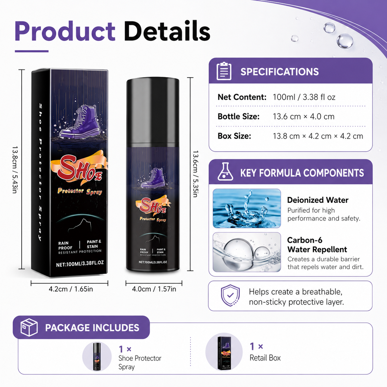 🔥Shoe Protector Spray, Rain & Stain Waterproof Nano Protection