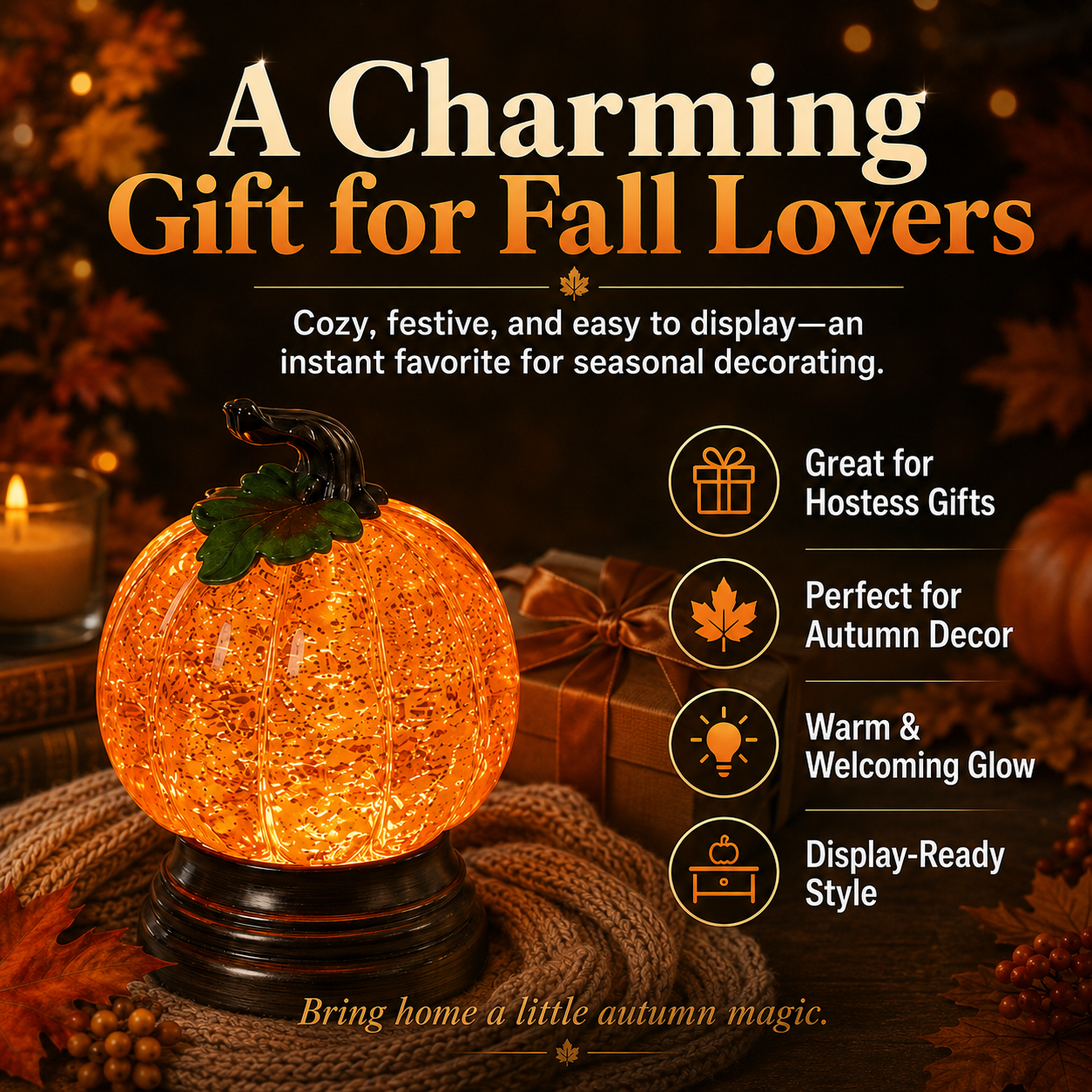 ✨ EARLY HALLOWEEN 49% OFF 🎃Glitter Lighted Pumpkin Snow Globe