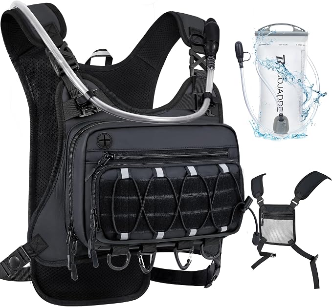 ✨Men’s 2L Tactical Hydration Running Vest – Lightweight Adjustable Chest Pack💧
