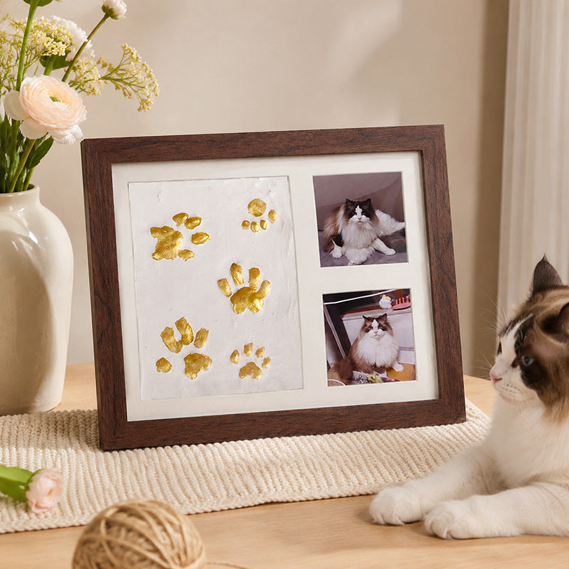 🔥DIY clay paw-print keepsake frame with space for two photos
