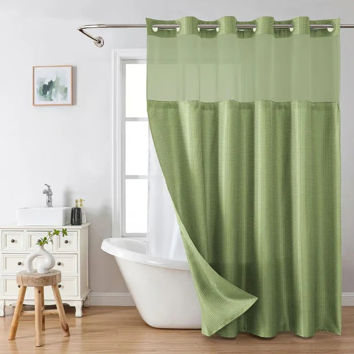 🔥No Hook Shower Curtain with Snap in Liner