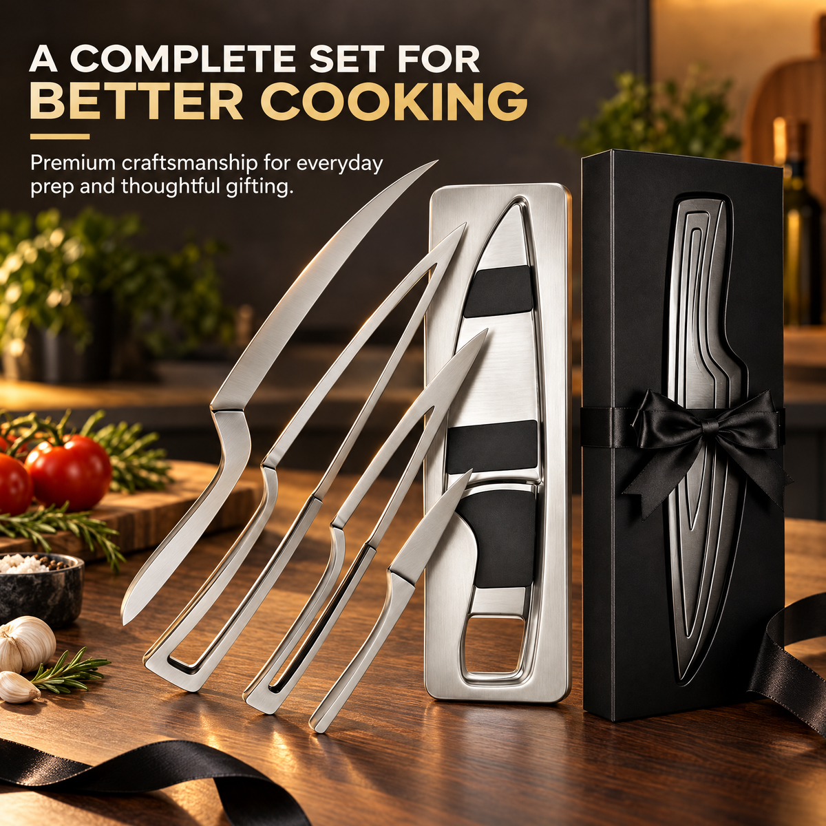✨Magnetic Kitchen Knife Set – 4 Piece High Carbon Stainless Steel Kitchen Knives🔪