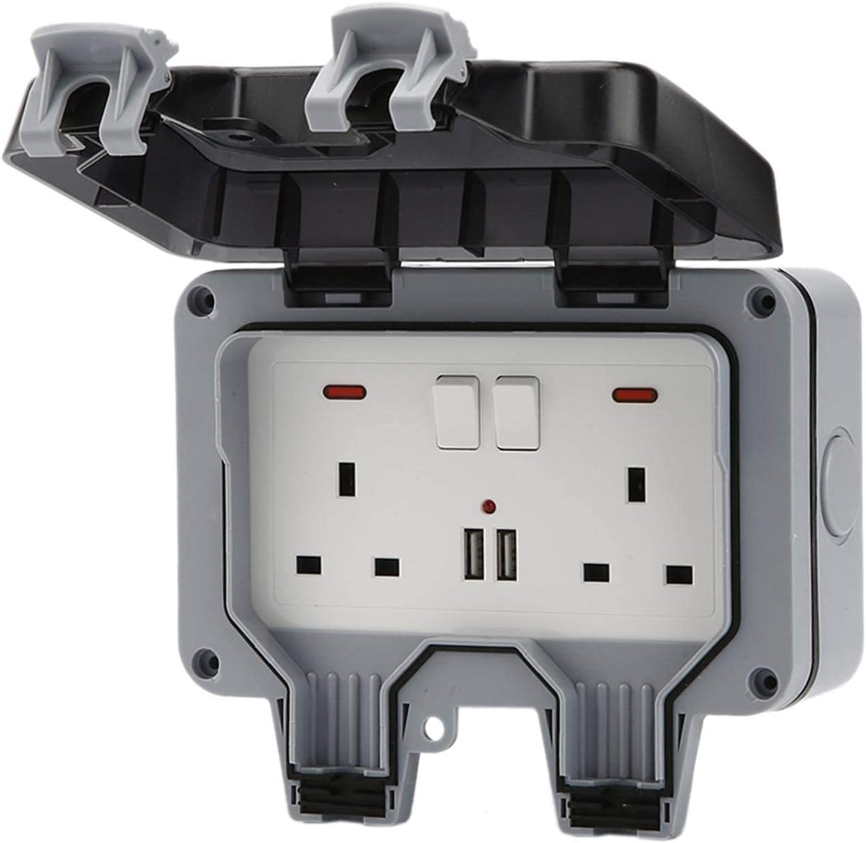 🔥Waterproof Outdoor Power Box with 9.8Ft Extension Cord, Switches & LED Indicator Electrical Outlets Extender