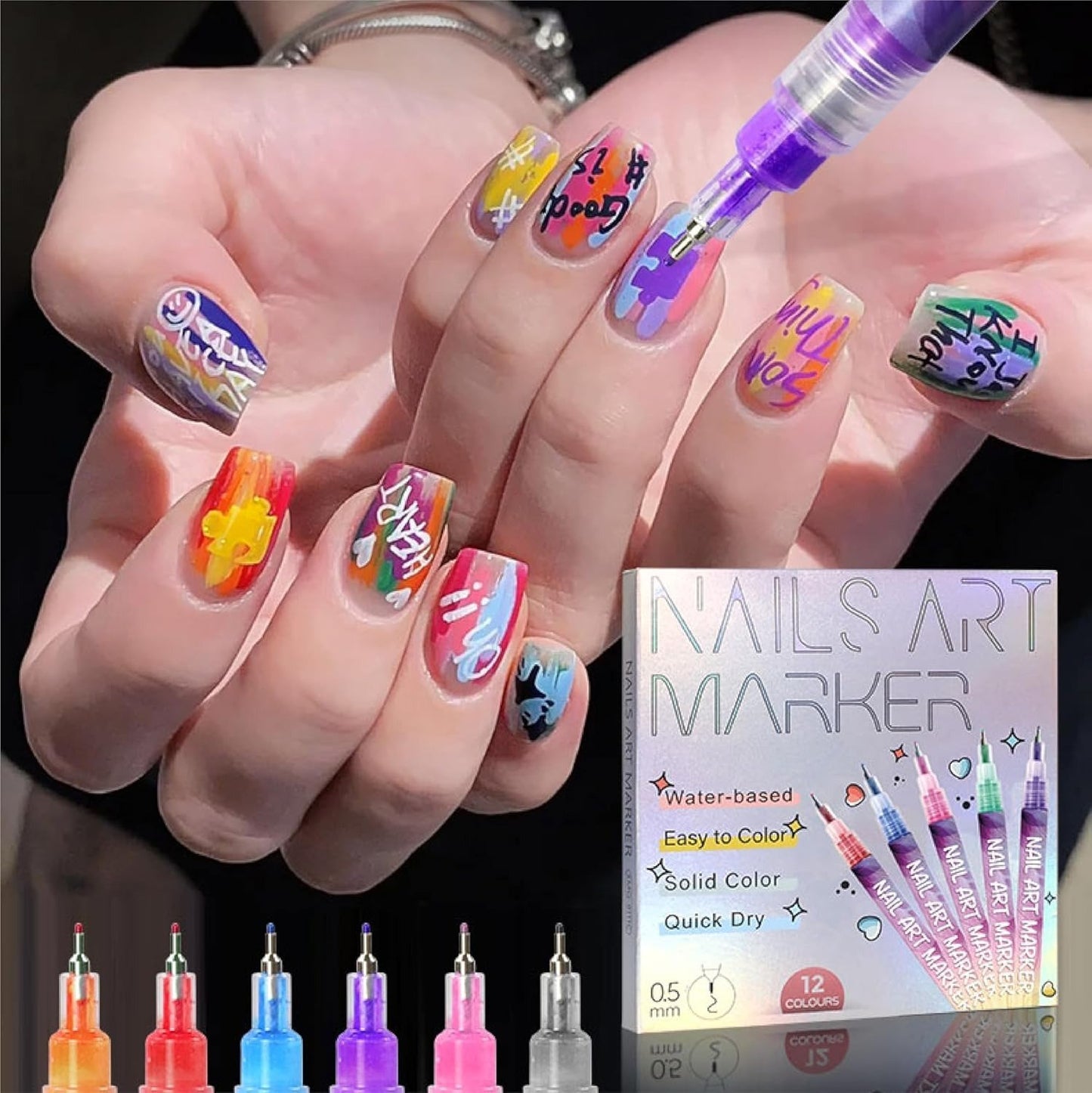 🎖️🎨12 Colors Nail Art Pens Set