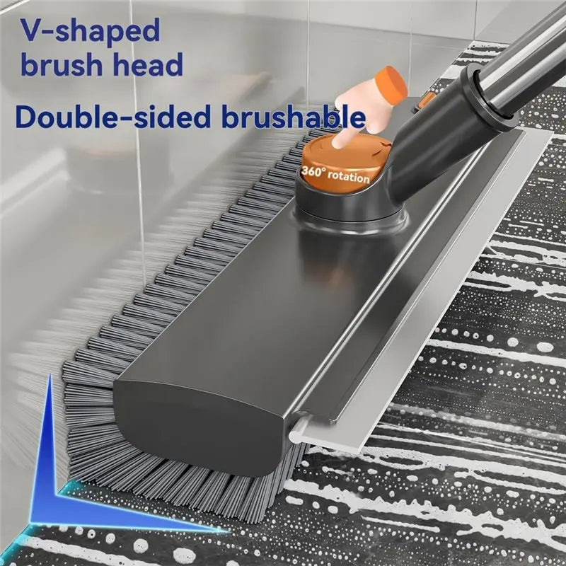 🔥3-in-1 Adjustable Floor Scrub Brush – 360° Rotating Cleaning Tool