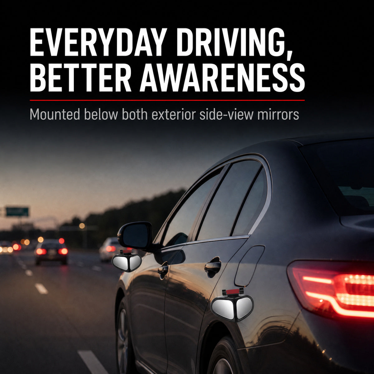 ✨360° Rotatable Car Blind Spot Mirror Dual‑Lens Real Glass ABS Housing