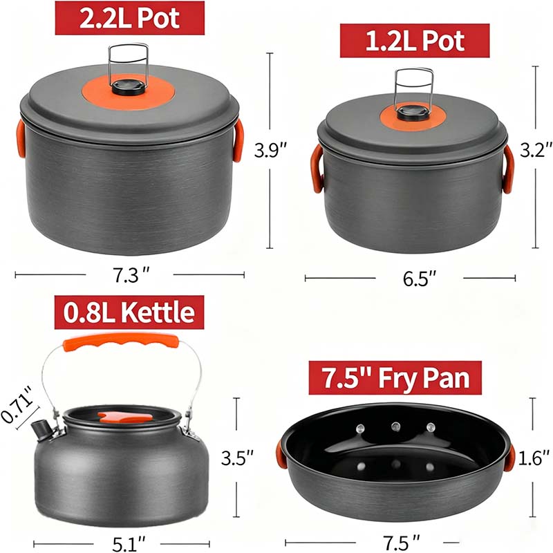 ✨HOT SALE 49% OFF🍳2026 Pro Outdoor Camping Cookware: 3-in-1 Ultra-Light Pots, Pans & Kettle Set! 🏕️🛒