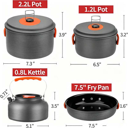 ✨HOT SALE 49% OFF🍳2026 Pro Outdoor Camping Cookware: 3-in-1 Ultra-Light Pots, Pans & Kettle Set! 🏕️🛒