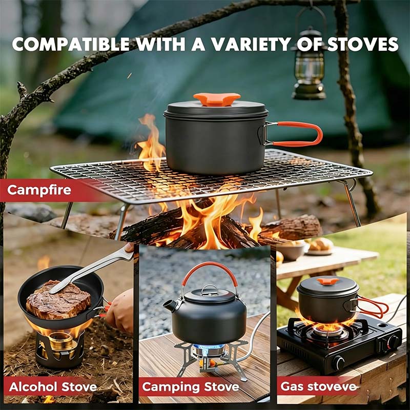 ✨HOT SALE 49% OFF🍳2026 Pro Outdoor Camping Cookware: 3-in-1 Ultra-Light Pots, Pans & Kettle Set! 🏕️🛒