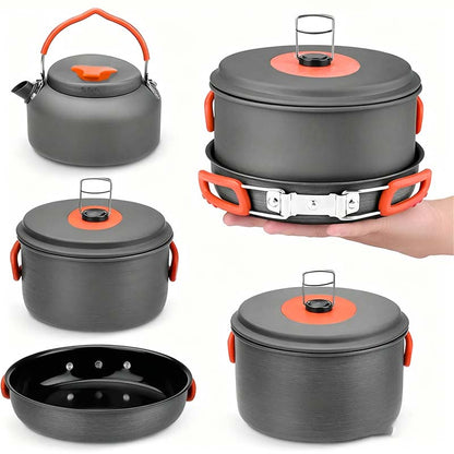 ✨HOT SALE 49% OFF🍳2026 Pro Outdoor Camping Cookware: 3-in-1 Ultra-Light Pots, Pans & Kettle Set! 🏕️🛒