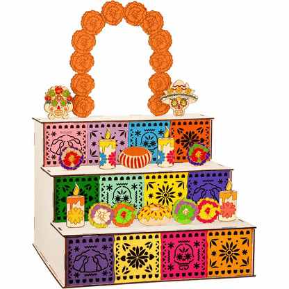 🔥🏵️Day of the Dead Wooden Altar Display Set | 💕Death is not the end of life, forgetting is(📦Buy 2 Free Shipping)