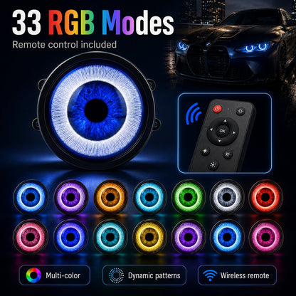 🔥👁️Animated Demon Eye LED Projector Headlight Kit