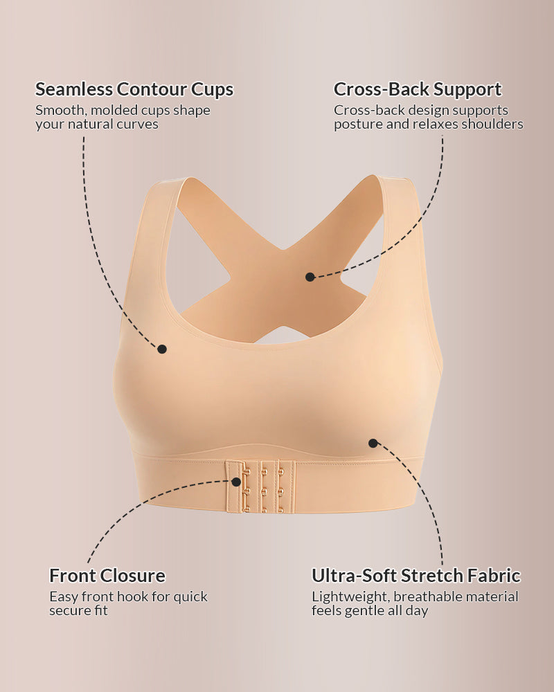 🔥Cross Back Front Closure Wireless Posture Support Bra