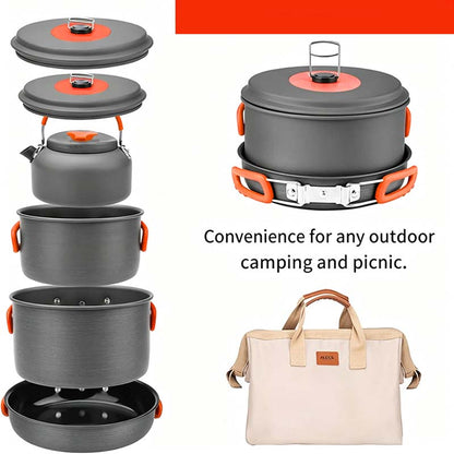 ✨HOT SALE 49% OFF🍳2026 Pro Outdoor Camping Cookware: 3-in-1 Ultra-Light Pots, Pans & Kettle Set! 🏕️🛒