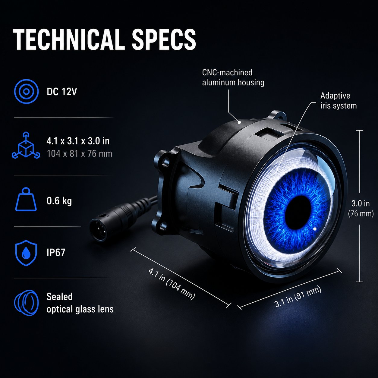 🔥👁️Animated Demon Eye LED Projector Headlight Kit