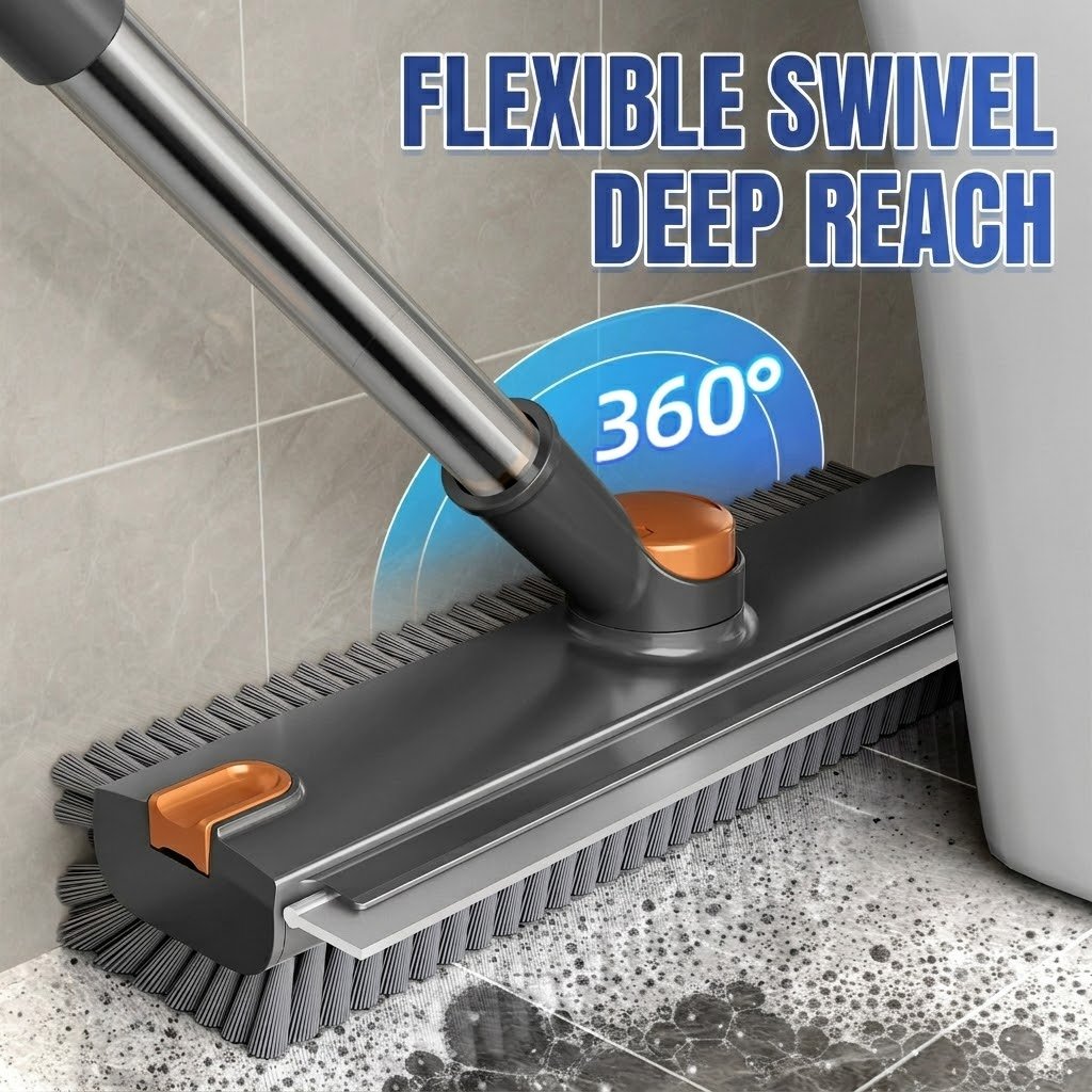 🔥3-in-1 Adjustable Floor Scrub Brush – 360° Rotating Cleaning Tool
