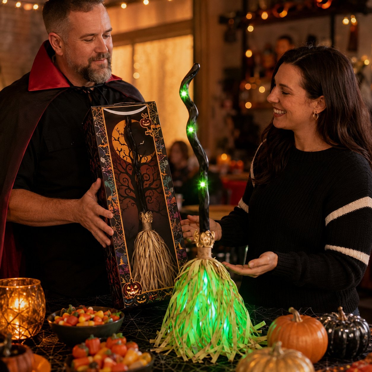 🔥 Magic Animated Witch Broom Halloween Decoration