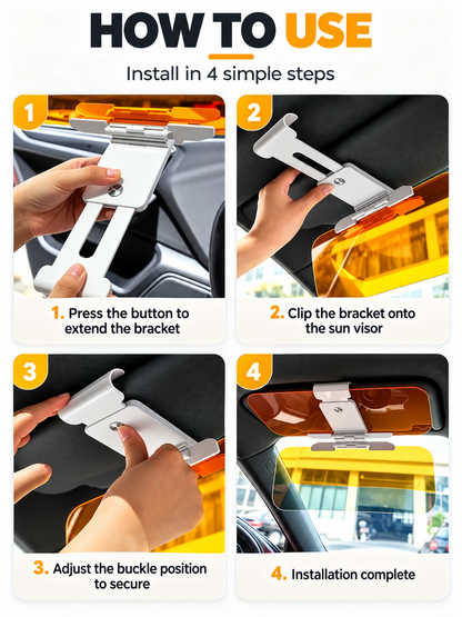 🔥Adjustable Car Anti-Glare Sun Visor • Day & Night Dual-Color Driving Shield