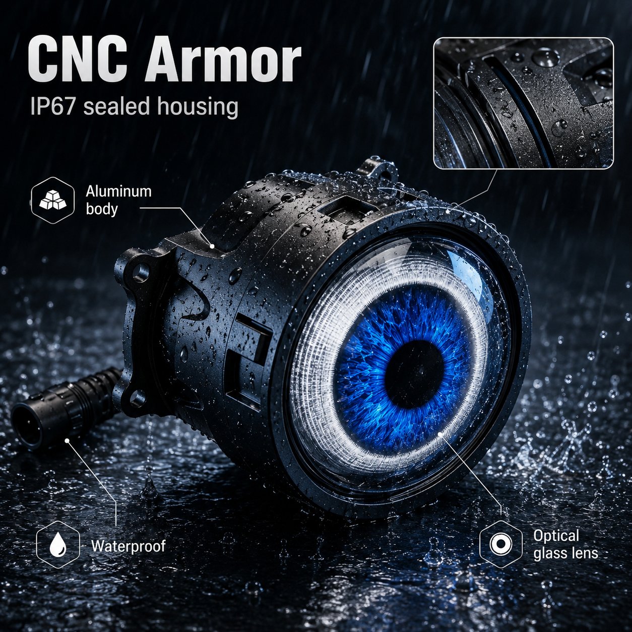 🔥👁️Animated Demon Eye LED Projector Headlight Kit
