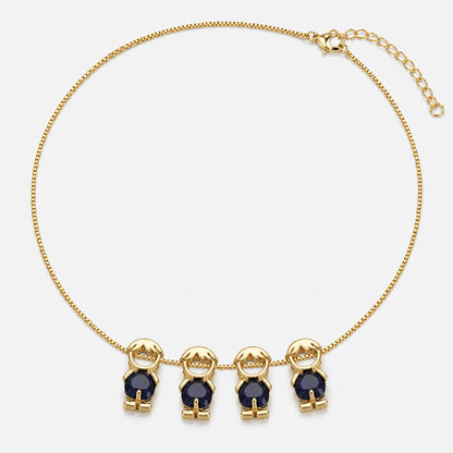 🔥Brass Custom Heart Birthstone Necklace With 1-6 Family Charms