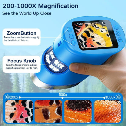 🔥【2026 Upgrade】1000X Handheld Microscope for Kids with 4K 2.0" Screen, Photo & Video Camera