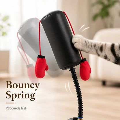 🔥🐱🥊Spring Bounce Cat Boxing Bag Toy, Suction Cup Interactive Play Toy with Soft Gloves for Indoor Kittens