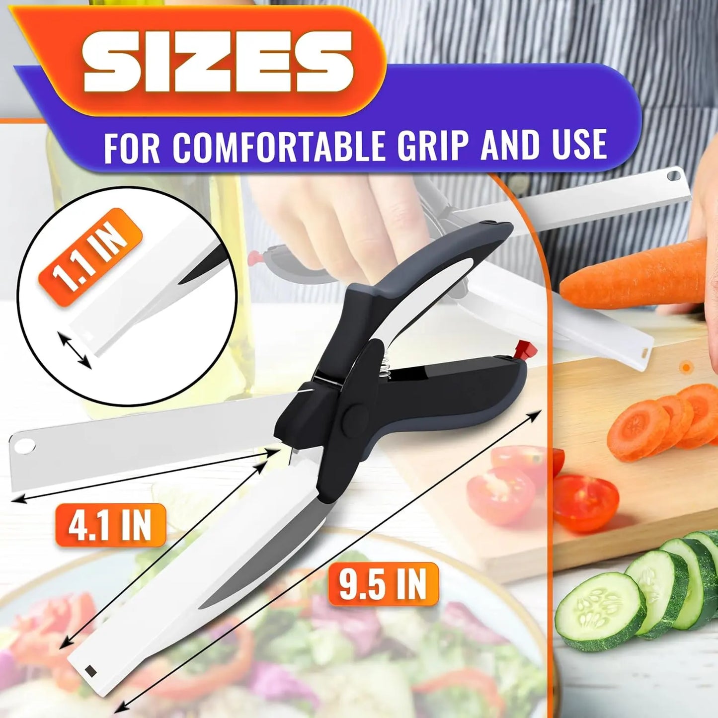 🔥2 in 1 Kitchen Scissors for Food – Stainless Steel Blade & Plastic Cutting Board Scissors