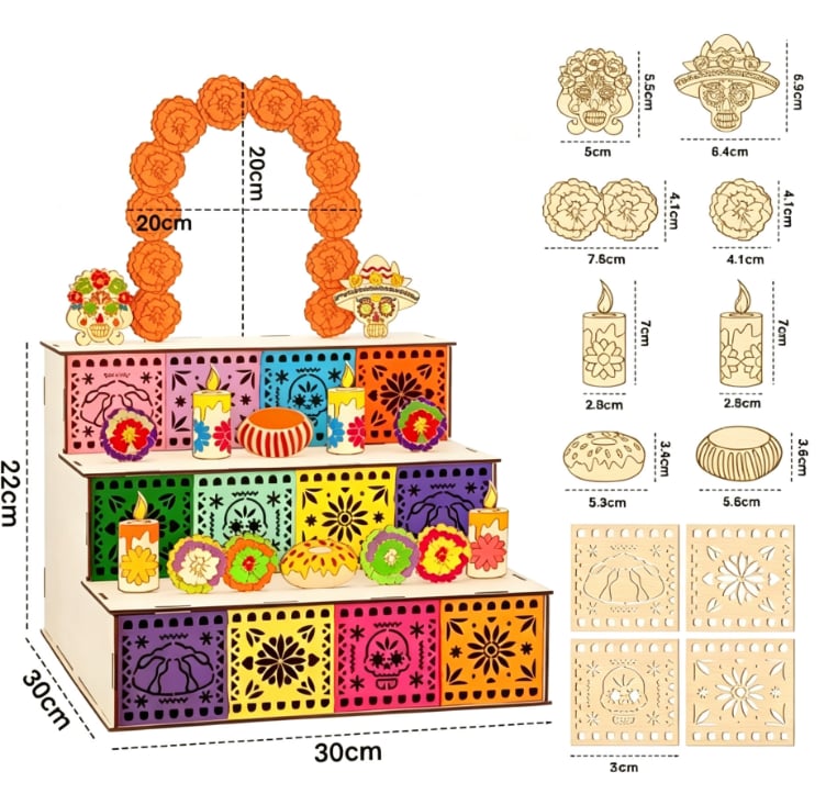 🔥🏵️Day of the Dead Wooden Altar Display Set | 💕Death is not the end of life, forgetting is(📦Buy 2 Free Shipping)