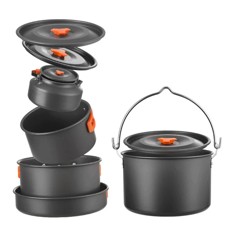 ✨HOT SALE 49% OFF🍳2026 Pro Outdoor Camping Cookware: 3-in-1 Ultra-Light Pots, Pans & Kettle Set! 🏕️🛒