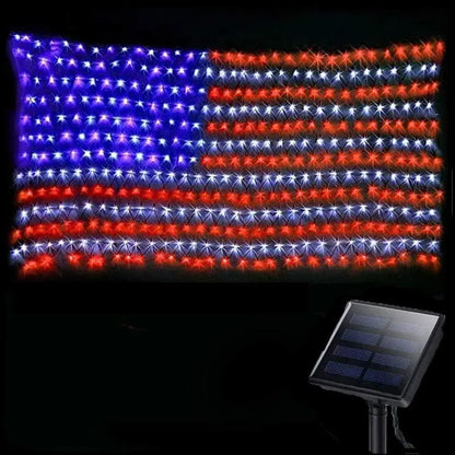 ✨Solar American Flag Lights Outdoor American Flag Net Lights 6.5ft x 3.28ft