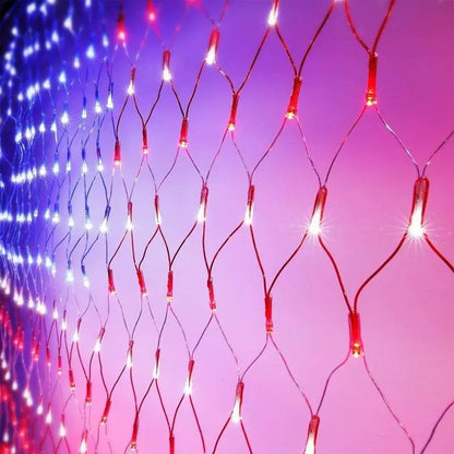 ✨Solar American Flag Lights Outdoor American Flag Net Lights 6.5ft x 3.28ft