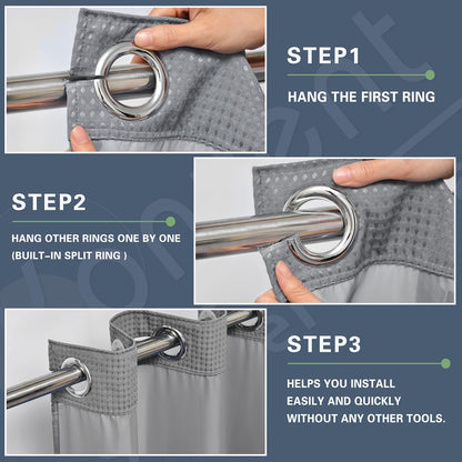 🔥No Hook Shower Curtain with Snap in Liner