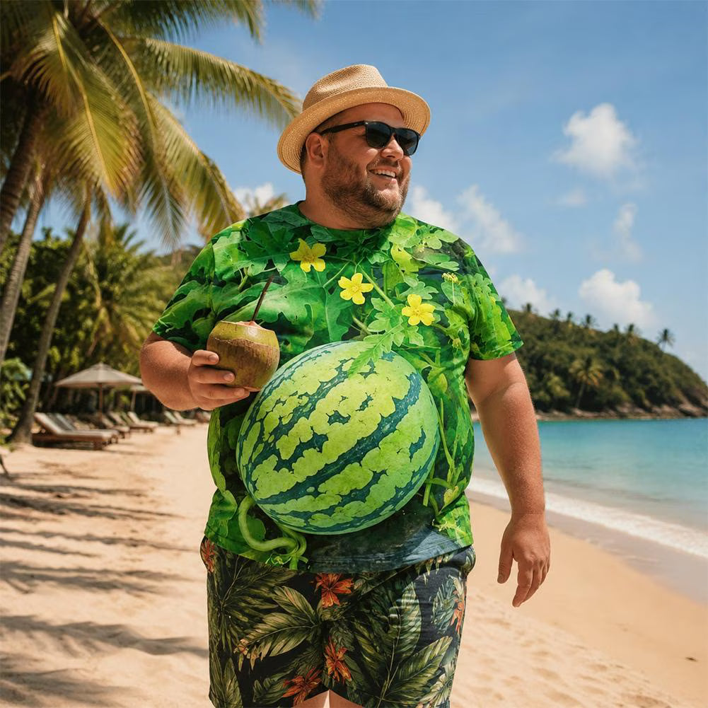 🔥🍉 Funny 3D Watermelon Belly T-Shirt – Summer Novelty Graphic Tee