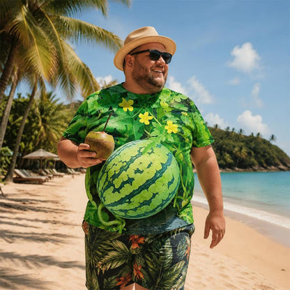 🔥🍉 Funny 3D Watermelon Belly T-Shirt – Summer Novelty Graphic Tee