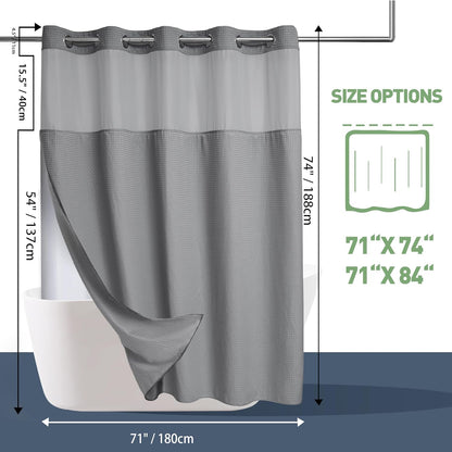 🔥No Hook Shower Curtain with Snap in Liner