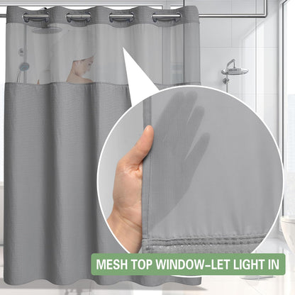 🔥No Hook Shower Curtain with Snap in Liner