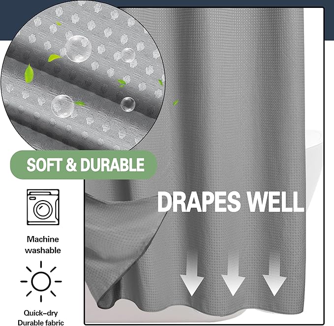 🔥No Hook Shower Curtain with Snap in Liner