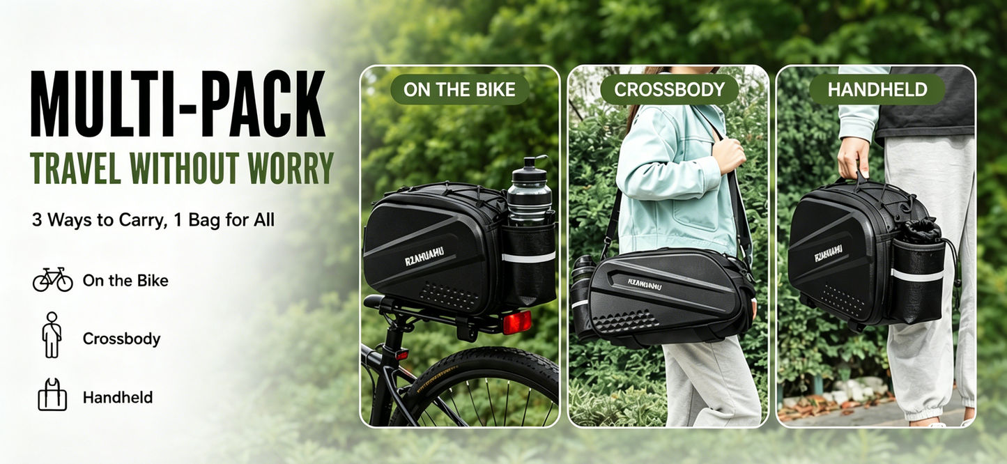 ✨RZAHUAHU Bike Rear Rack Bag, Waterproof Bicycle Trunk Pannier Bag